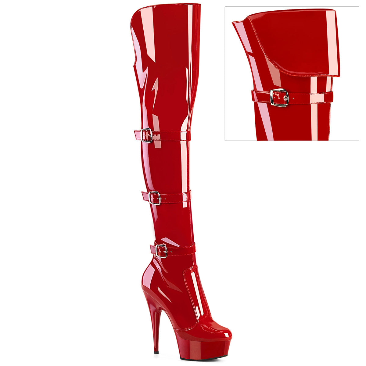 Pleaser Delight 3018 Womens 6 Inch Heel, Platform Back Lace Thigh Boots