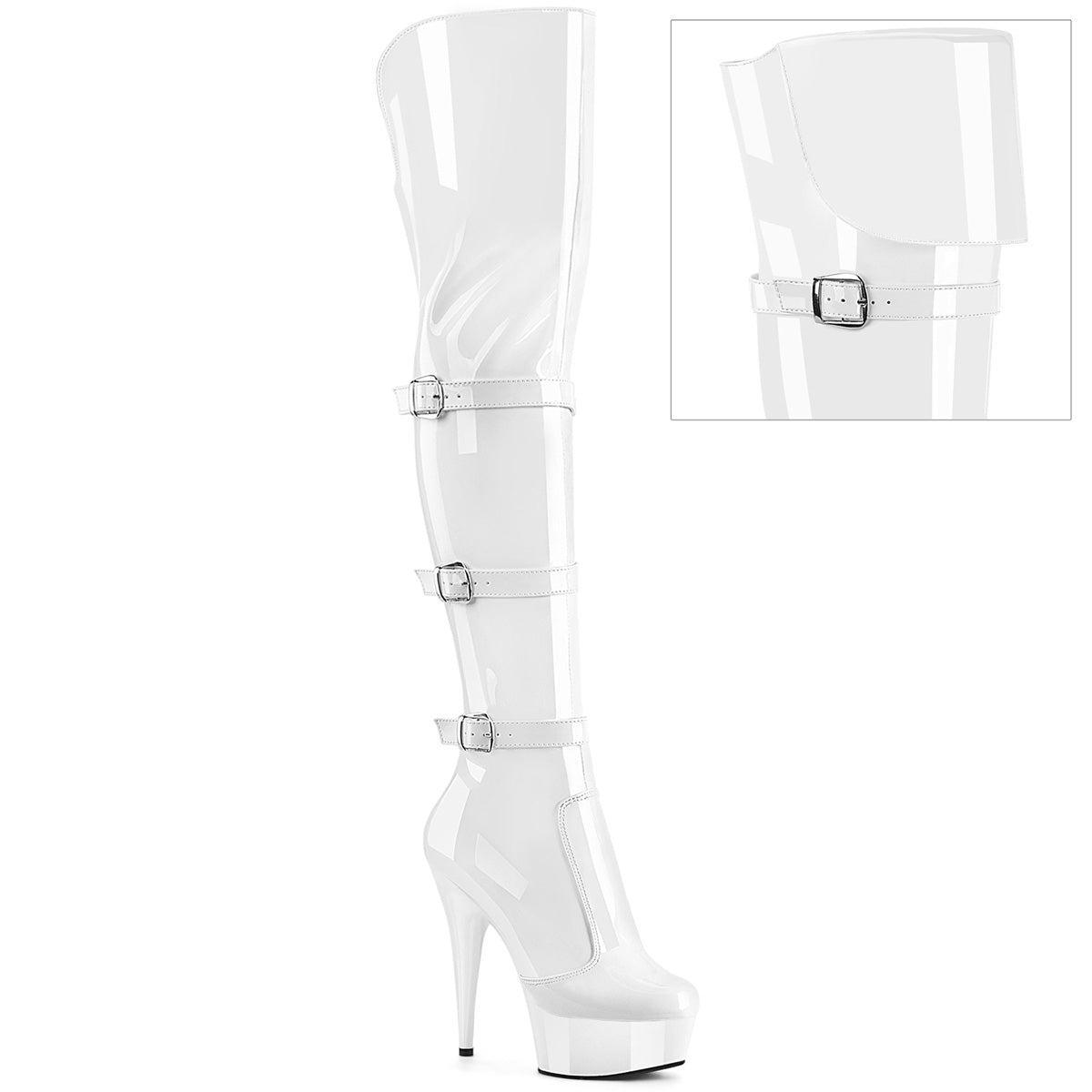 Pleaser Delight 3018 Womens 6 Inch Heel, Platform Back Lace Thigh Boots