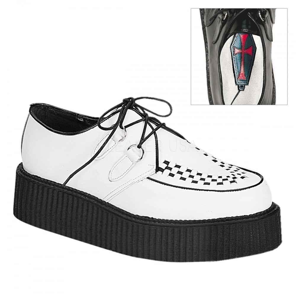 Clearance DemoniaCult Creeper 402 White Leather Mens/Unisex Size 4UK/5USA