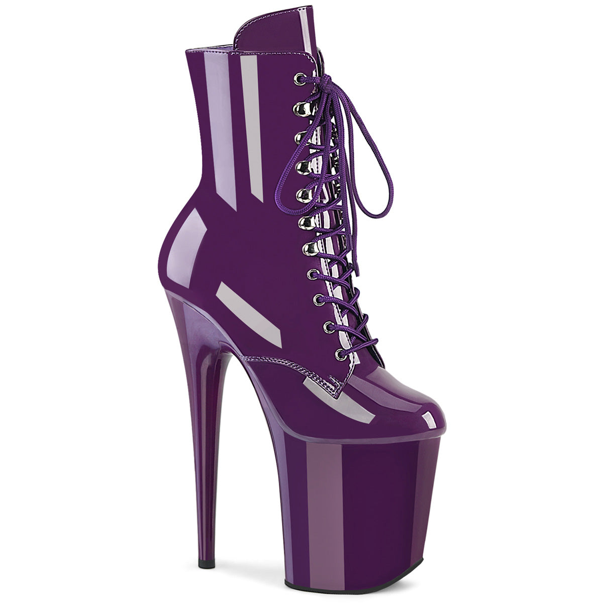 Pleaser Flamingo 1020-1 Womens 8 Inch Heel, Platform Front Lace Ankle Length Pole Dance Boot