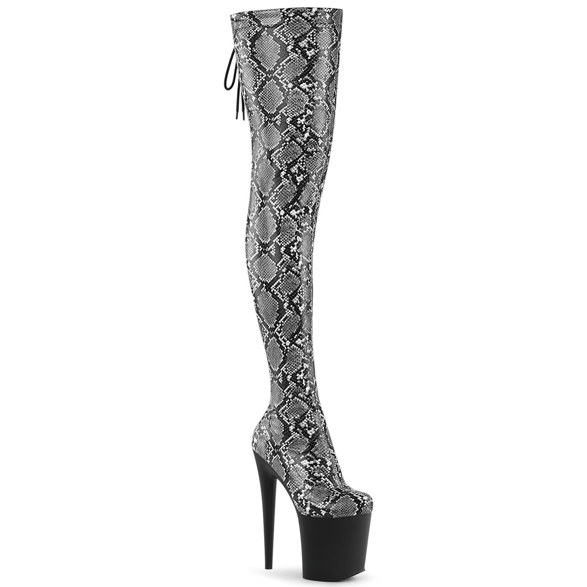 Pleaser Flamingo 3008SP-BT Womens 8 Inch Heel, Platform Stretch Fit Thigh High Pole Dance Boot