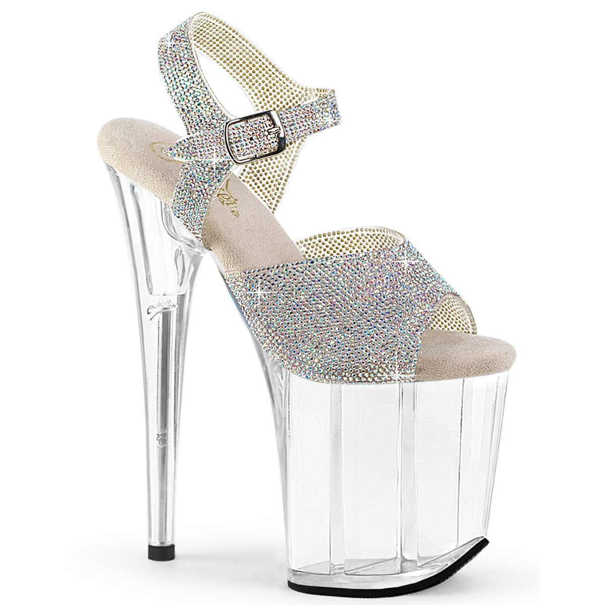 Pleaser Flamingo 808N-RS Womens 8" Heel, Platform Pole Dancing Rhinestone Sandal