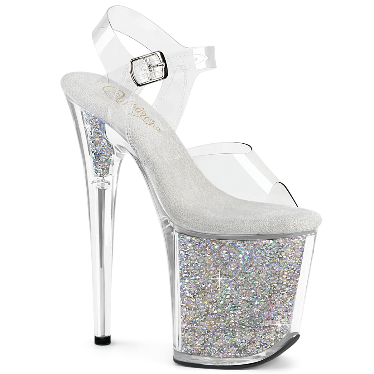 Pleaser Flamingo 808RSI Womens 8" Heel, Platform Pole Dancing Rhinestone Sandal