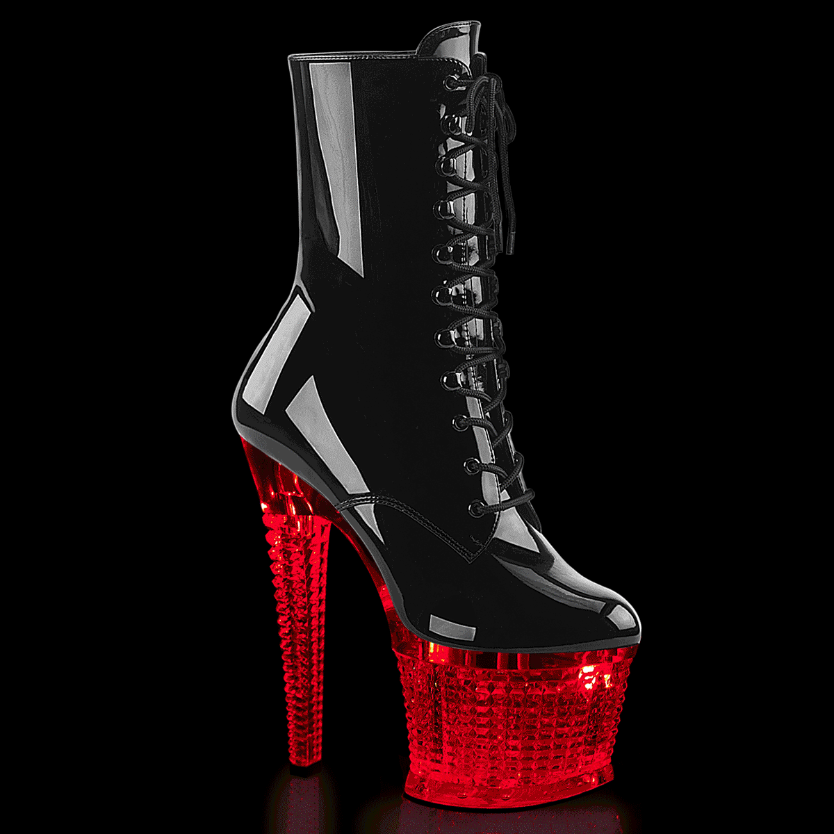 Pleaser Flashdance 1020SPEC Womens Light Up 7" Heel, Platform Front Lace Pole Dance Ankle Boots