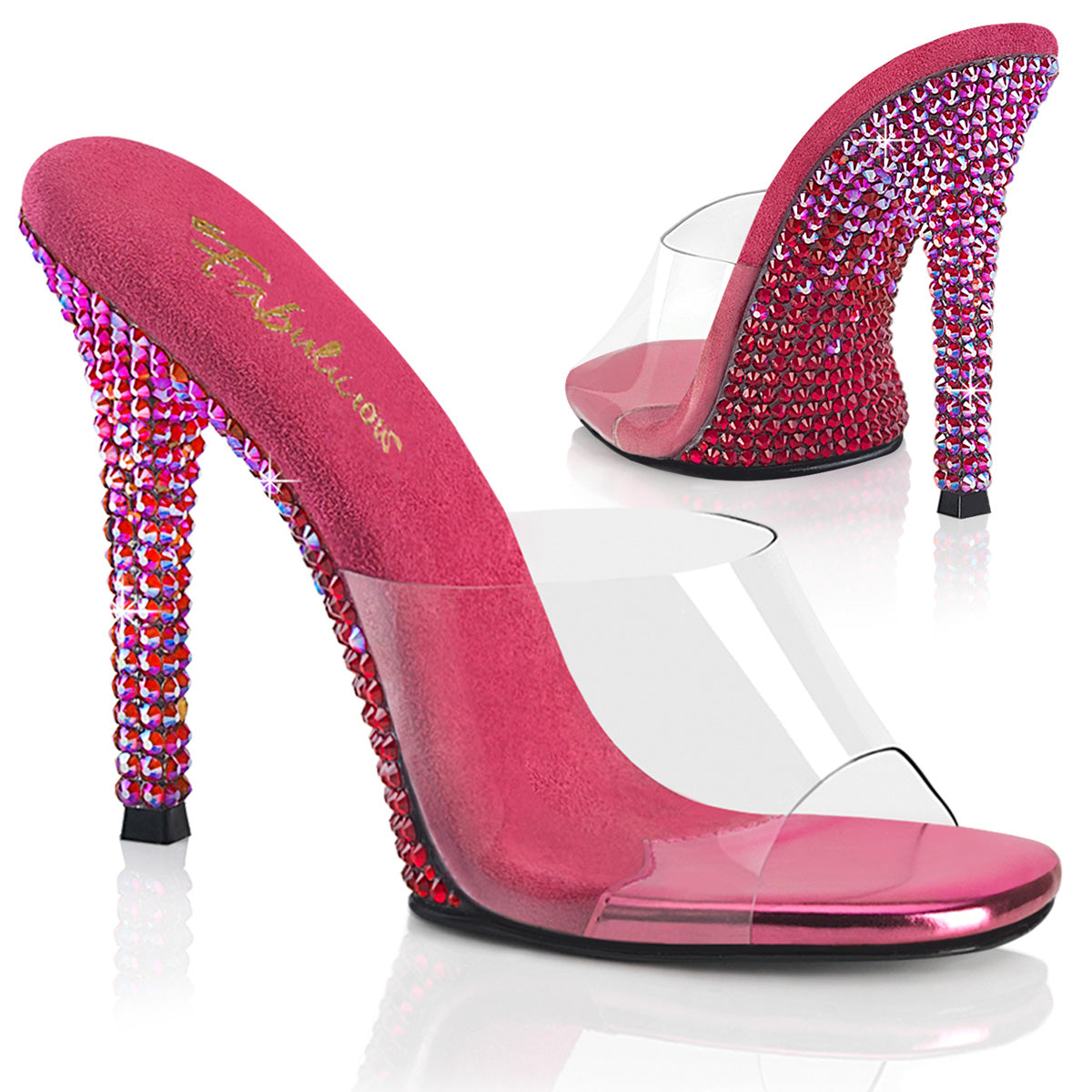 Fabulicious Gala 01DMM Womens 4 1/2" Heel, Bikini Posing Competition Slip-On Mules