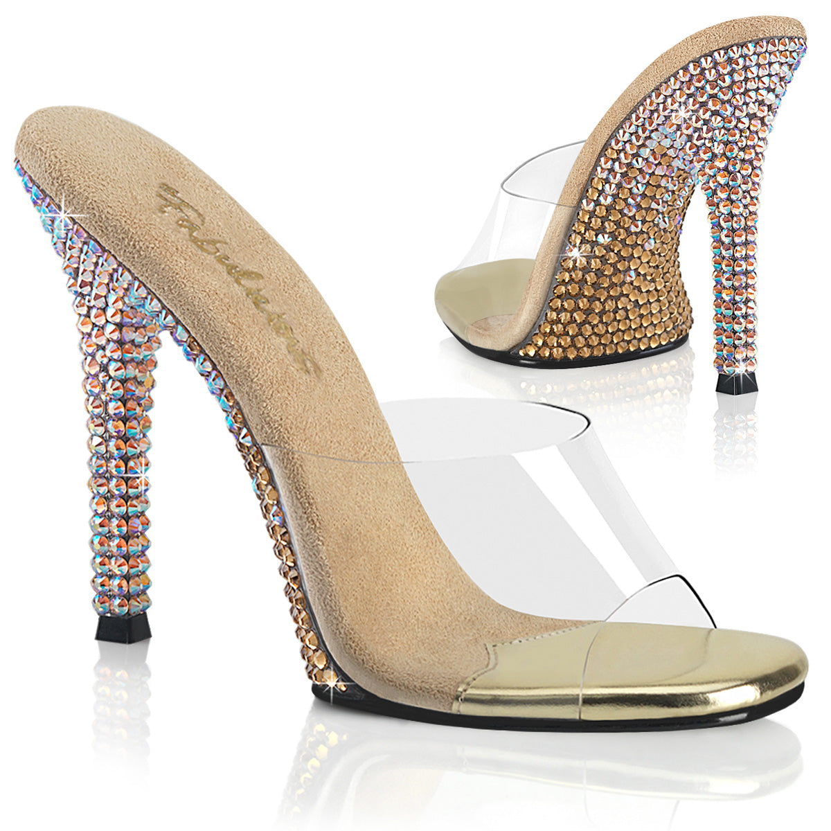 Fabulicious Gala 01DMM Womens 4 1/2" Heel, Bikini Posing Competition Slip-On Mules