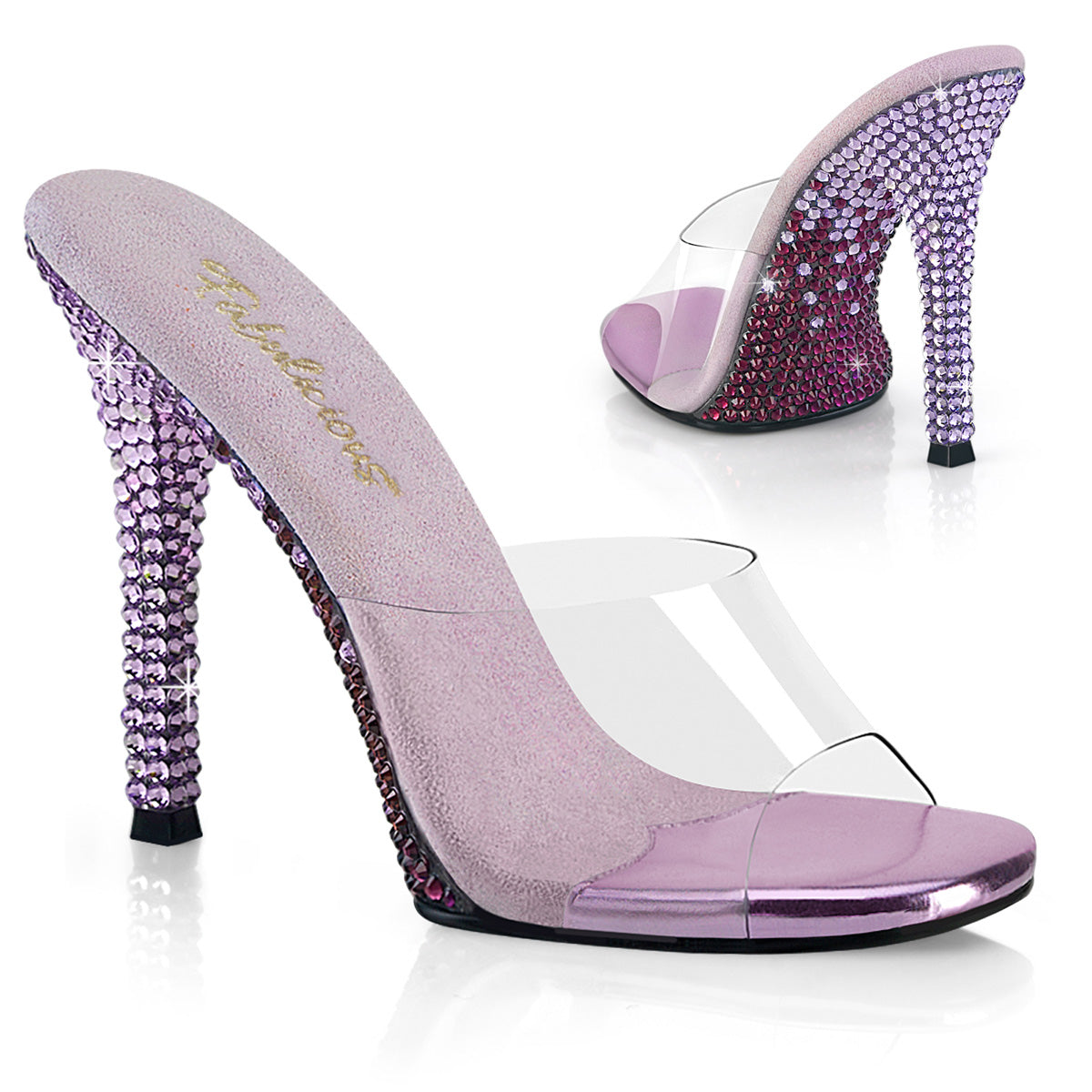 Fabulicious Gala 01DMM Womens 4 1/2" Heel, Bikini Posing Competition Slip-On Mules