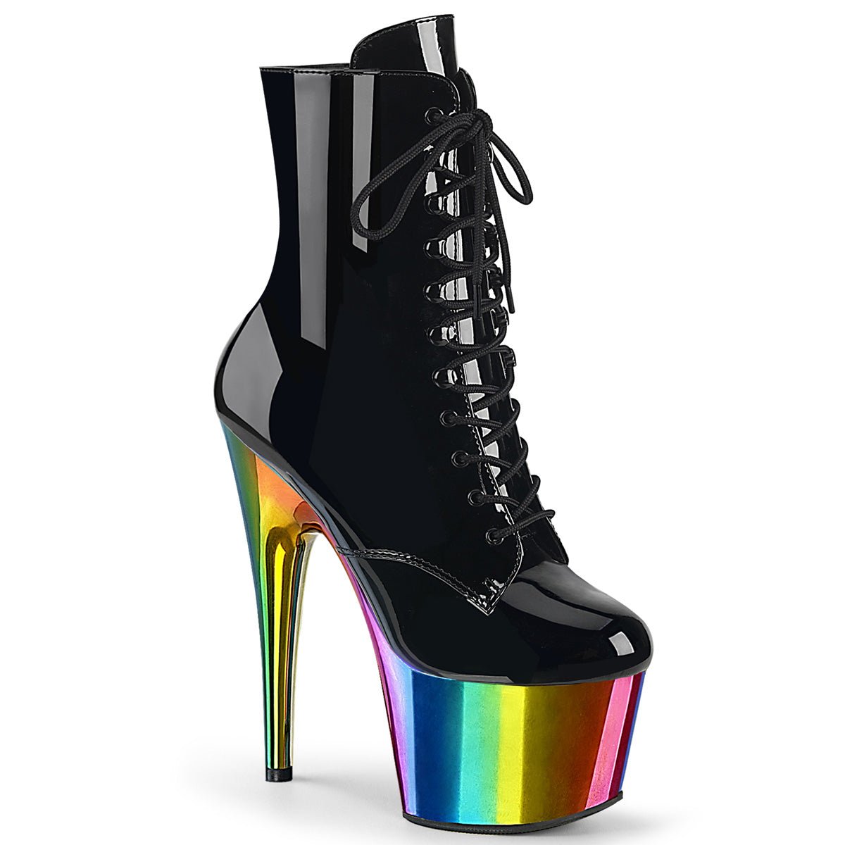 Clearance Pleaser Adore 1020RC Black Patent-Rainbow Size 9UK/12USA