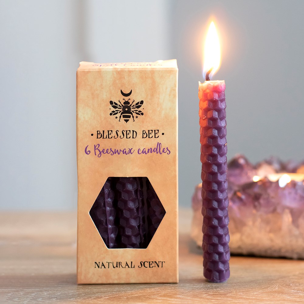Pack of 6 Purple Beeswax Spell Candles - GothandAlternative