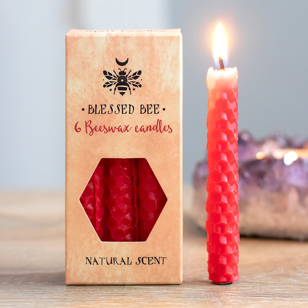 Pack of 6 Red Beeswax Spell Candles - GothandAlternative