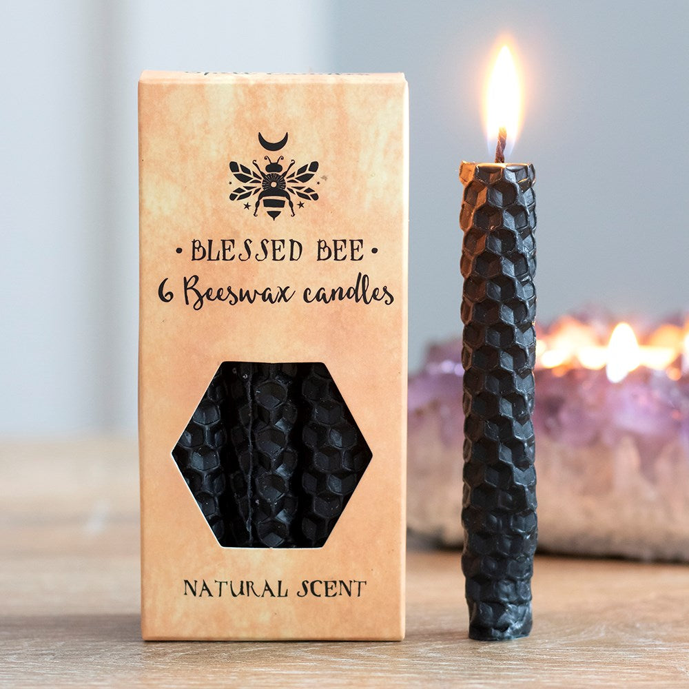 Pack of 6 Black Beeswax Spell Candles - GothandAlternative