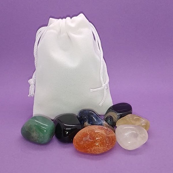 Chakra Healing Crystal Tumblestone Gift Set