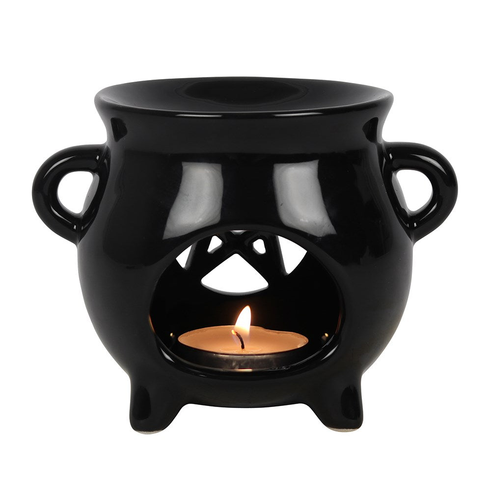Black Pentagram Cauldron Oil or Wax Burner/Warmer - GothandAlternative