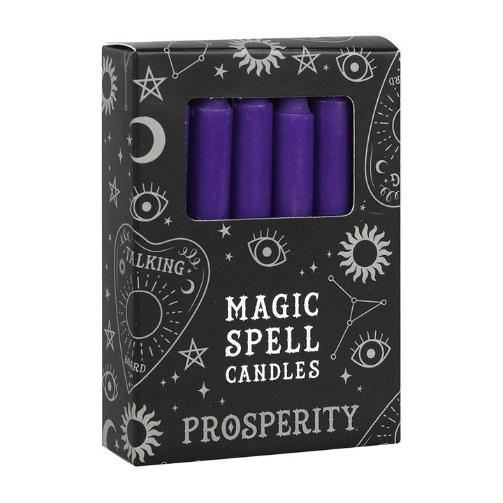 Pack of 12 Purple Prosperity Spell Candles - GothandAlternative