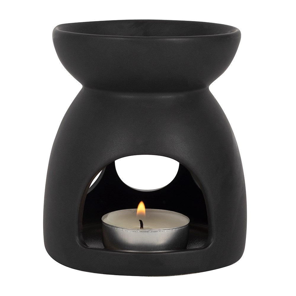 Black Ceramic Triple Moon Oil Burner - GothandAlternative