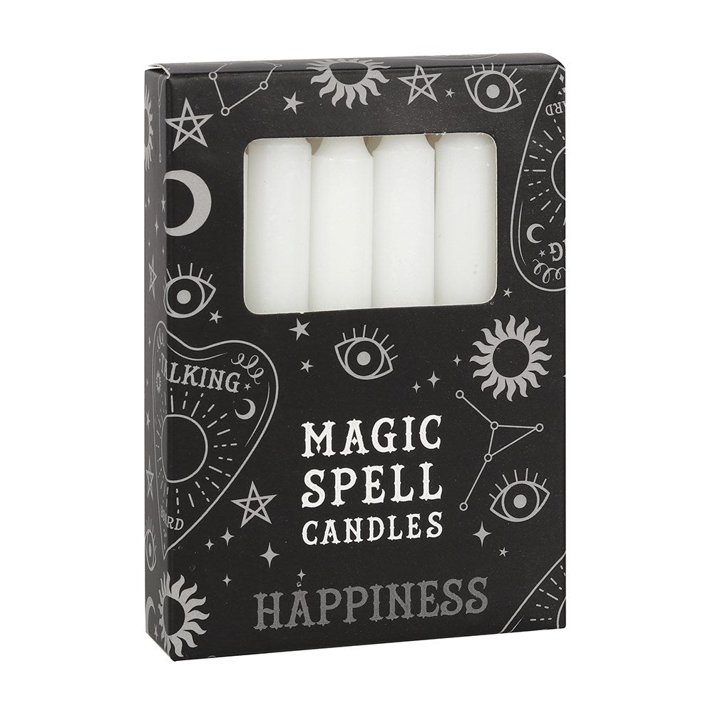 Pack of 12 White Happiness Spell Candles