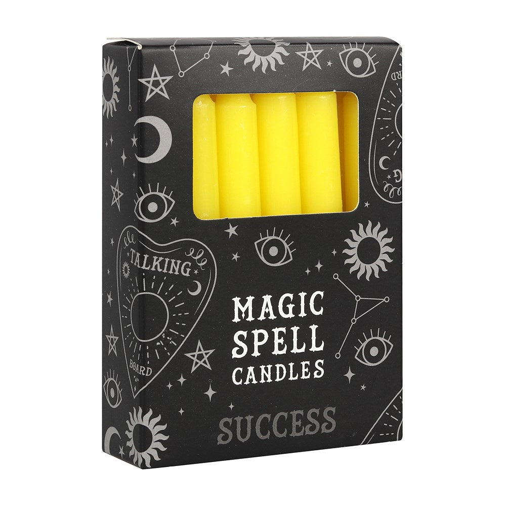 Pack of 12 Yellow Success Spell Candles - GothandAlternative