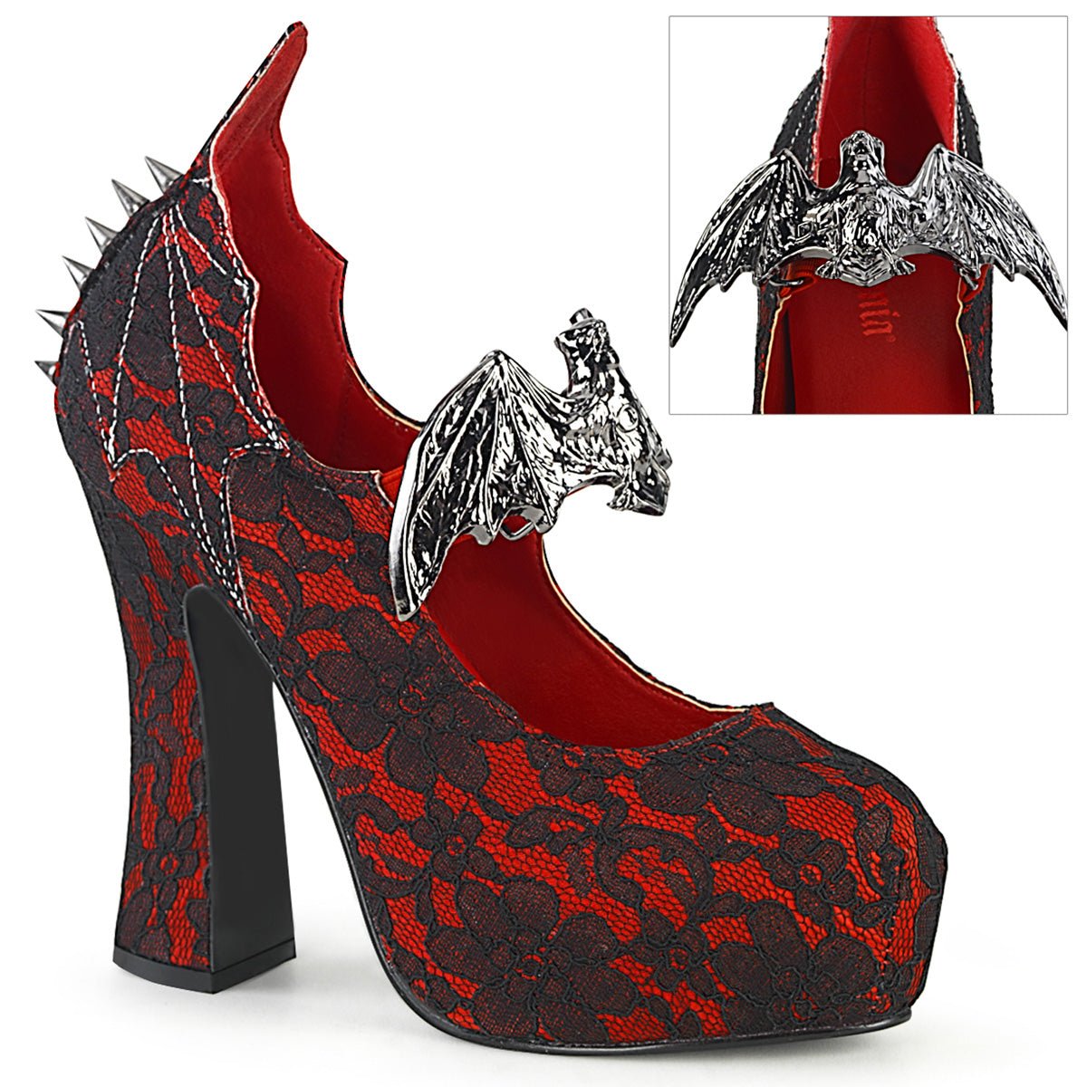 Clearance DemoniaCult Demon 18 Red Satin Size 4UK/7USA - From Clearance Sold By Alternative Footwear