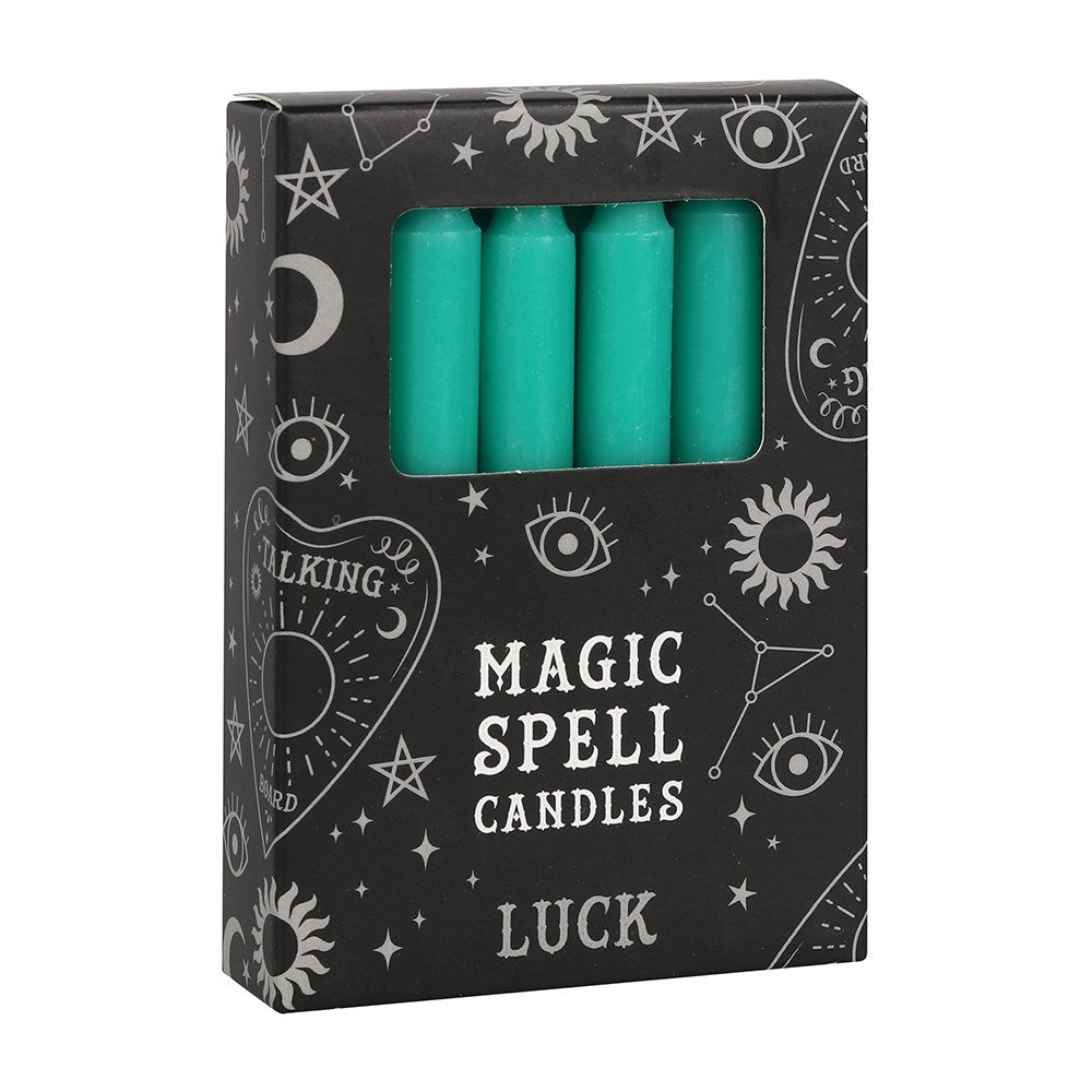 Pack of 12 Green Luck Spell Candles - GothandAlternative