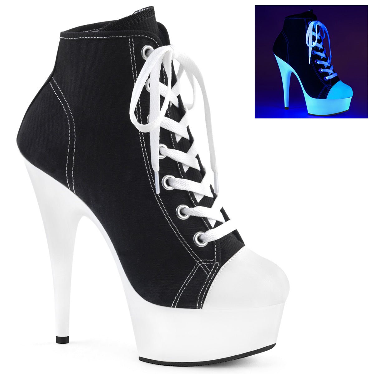 Pleaser DELIGHT 600SK 02 Front Lace Boots,Platform Boots - From Pleaser Sold By Alternative Footwear